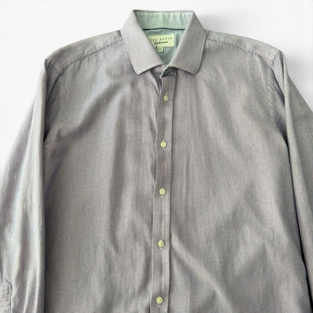 Ted Baker Endurance Dress Shirt Mens Medium 15.5 32/33 Purple Micro Houndstooth